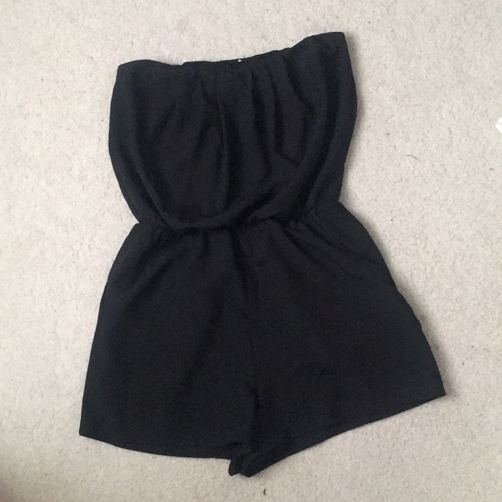 Strapless black romper